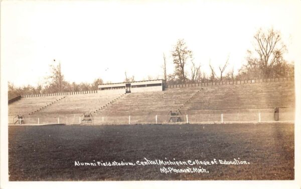 Mount Pleasant Michigan CM College Football Stadium Real Photo PC AA101859