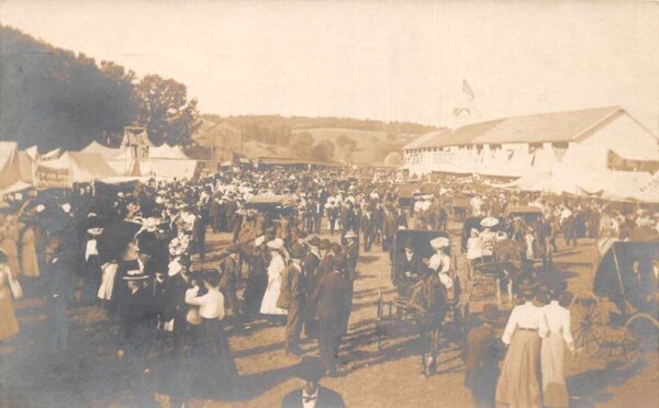 Big White Fair Thursday Crowd Carriages Real Photo Vintage Postcard AA101861