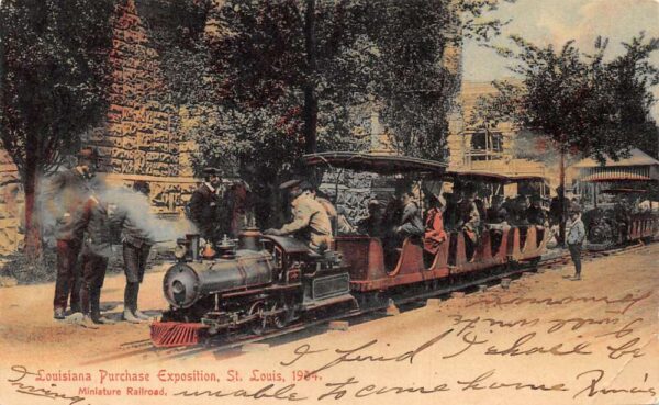 St Louis Missouri Louisiana Purchase Expo Mini Train Vintage Postcard AA101864