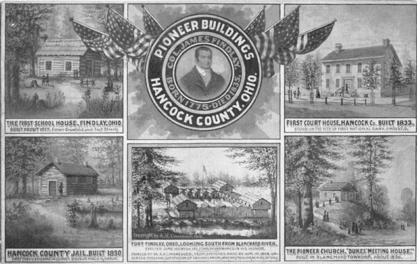 Findlay Ohio Pioneer Buildings Multiview Vintage Postcard AA101878