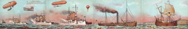 Hudson Fulton Celebration Airships Dirigibles Battleships Four Fold PC AA101893