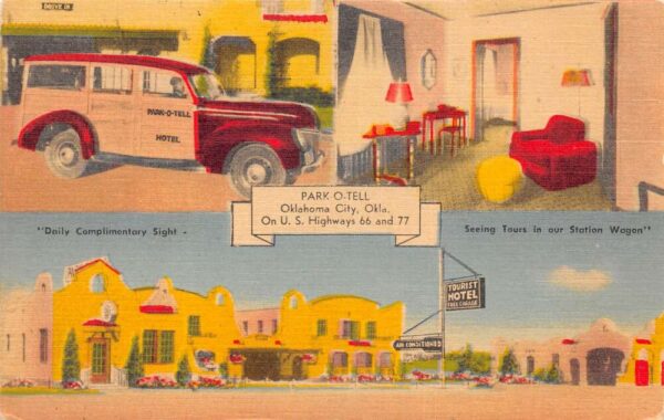Oklahoma City Oklahoma Park O Tell Route 66 Linen Postcard AA102003