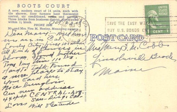 Carthage Missouri Boots Court Route 66 Vintage Postcard AA102006 - Image 2