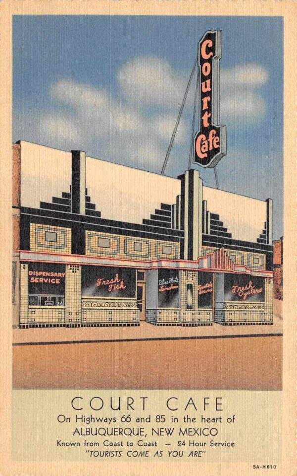 Albuquerque New Mexico Court Cafe Route 66 Vintage Postcard AA102008