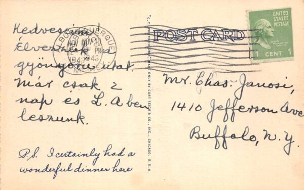 Albuquerque New Mexico Court Cafe Route 66 Vintage Postcard AA102008 - Image 2