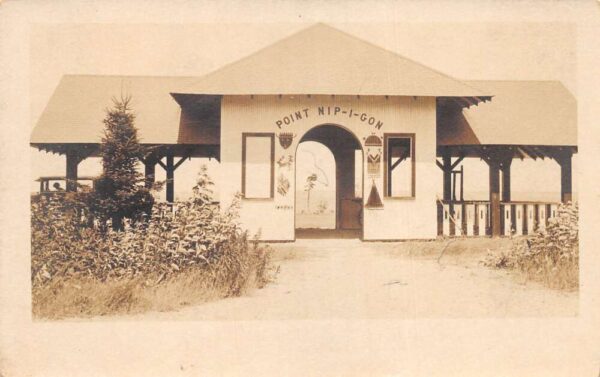 Point Nipigon Michigan Park Entrance Gate Real Photo Vintage Postcard AA102030