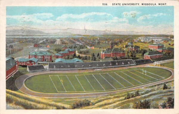 Missoula Montana State University Football Stadium Vintage Postcard AA102017