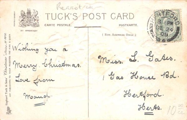 Christmas Greetings Clown Pierrot Dancer Girl Carnival Tuck Postcard AA102033 - Image 2