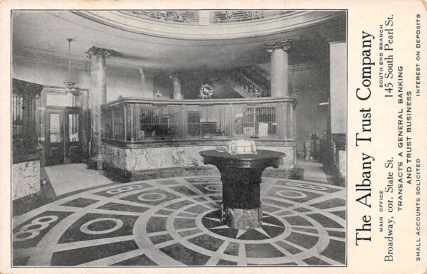 Albany New York Albany Trust Co Bank Lobby Interior Postcard AA102035