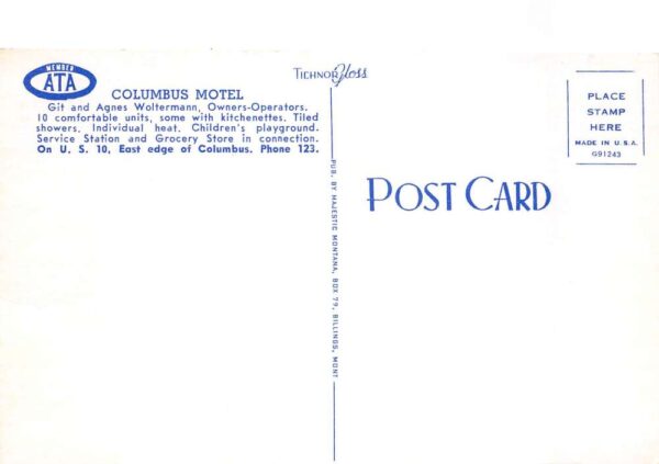 Columbus Ohio Columbus Motel Mobilgas Station Vintage Postcard AA102037 - Image 2