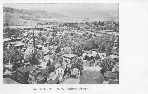 Mansfield Pennsylvania NW Sullivan Street Birds Eye View Postcard AA102038
