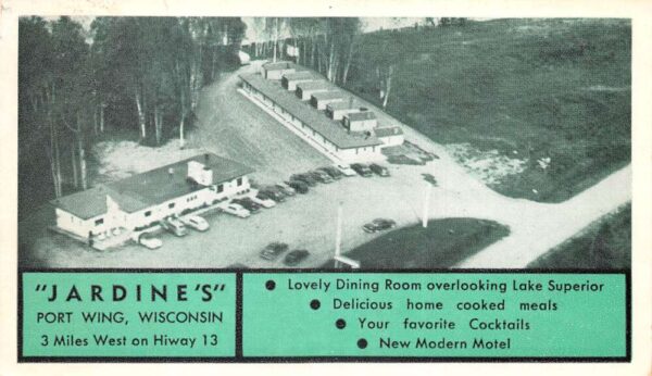 Port Wing Wisconsin Jardine's Restaurant Vintage Postcard AA102054