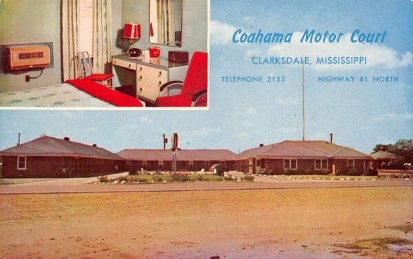Clarksdale Mississippi Coahama Motor Court Vintage Postcard AA102062