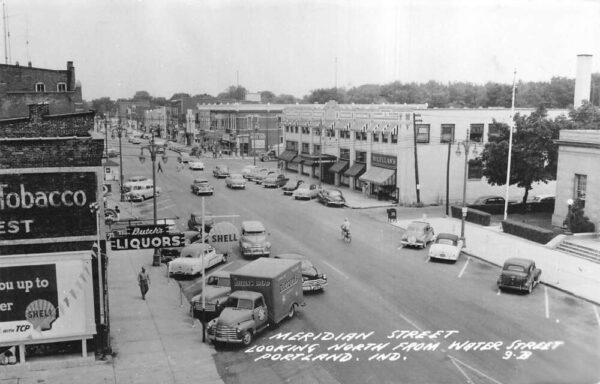 Portland Indiana Meridian Street Liquor Store Real Photo Postcard AA102078