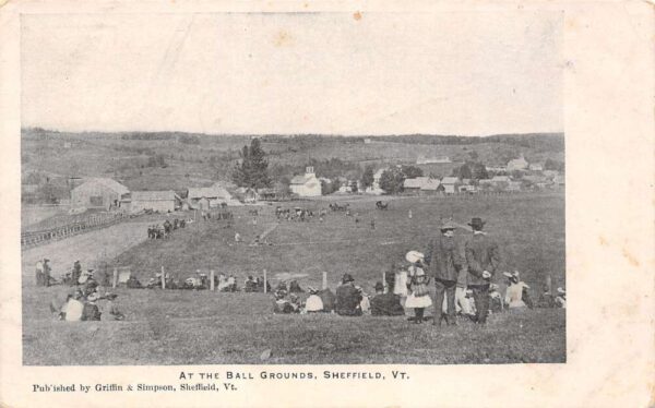 Sheffield Vermont At The Ball Grounds, B/W Lithograph, Vintage Postcard U23450