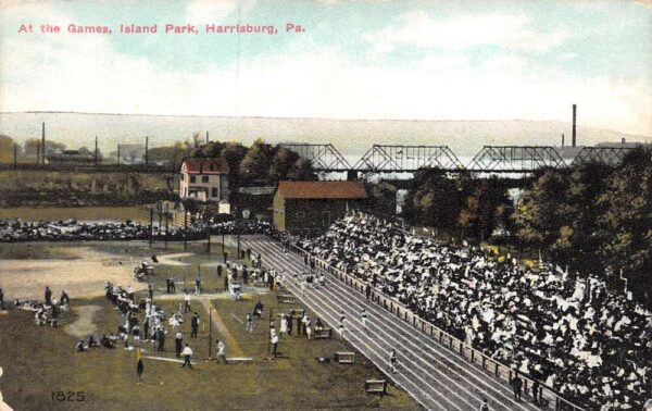 Harrisburg Pennsylvania At The Games, Island Park, Color Lithograph, PC U23452