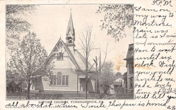Tunkhannock Pennsylvania Baptist Church, Undivided Back, Vintage Postcard U23461