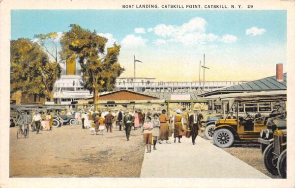 Catskill New York Boat Landing, Catskill Point, White Border, Vintage PC U23465