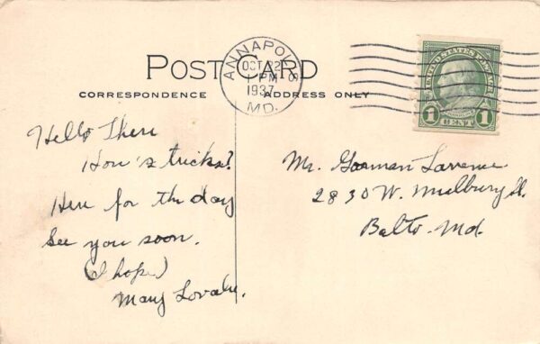 Annapolis Maryland U.S.S. Severn, Naval Academy, Vintage Postcard U23466 - Image 2