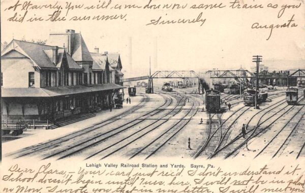 Sayre Pennsylvania Lehigh Valley Railroad Station & Yards, Vintage PC U23481