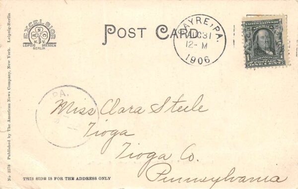 Sayre Pennsylvania Lehigh Valley Railroad Station & Yards, Vintage PC U23481 - Image 2