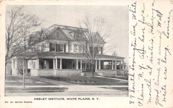 White Plains New York Keeley Institute, Undivided Back, Vintage Postcard U23483