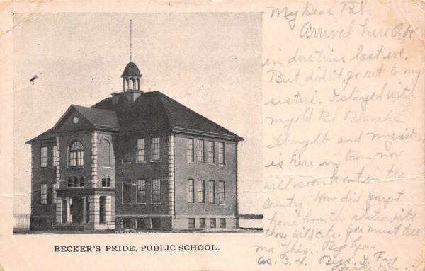 Becker Minnesota Public School, Undivided Back, Vintage Postcard U23489