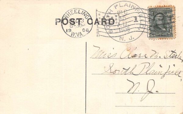 Wheeling West Virginia Bird's Eye View, B/W Lithograph, Vintage Postcard U23498 - Image 2