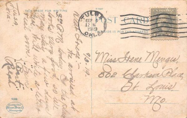 Tulsa Oklahoma Poil Well Pumping, Drilling Rig, White Border, Vintage PC U23503 - Image 2