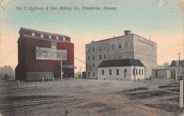 Enterprise Kansas C. Hoffman & Son Milling Company, Vintage Postcard U23508