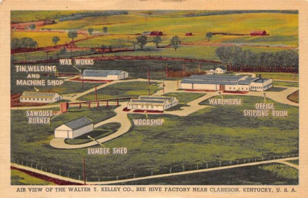 Clarkson Kentucky Air View , Walter T. Kelley Co. Bee Hive Factory, PC U23513