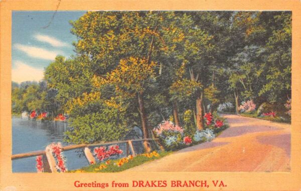 Drakes Branch Virginia Greetings From Drakes Branch, Linen, Vintage PC U23556