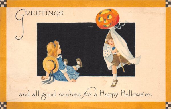 Gibson Art Co., Rare Halloween, Children & Jack-O-Lantern Costume, PC U23560