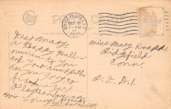 Gibson Art Co., Rare Halloween, Child, Jack-O-Lantern & Black Cat, PC U23562 - Image 2