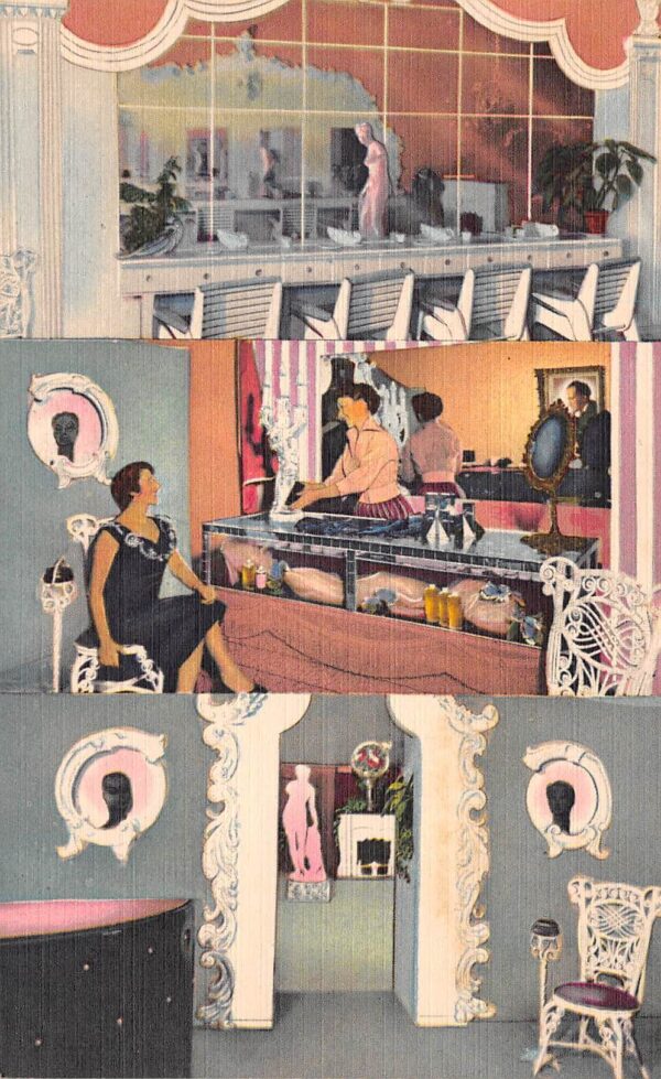 Coral Gables Florida M. Josef Hair Design Salon, Linen, Vintage Postcard U23603