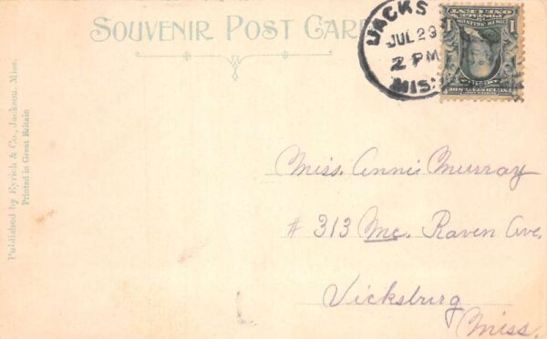 Jackson Mississippi Court House Post Office and Bank Postcard AA102222 - Image 2