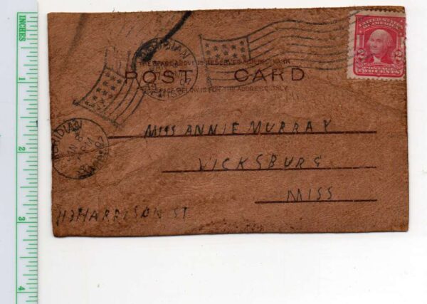 Meridian Mississippi Romance Greetings Art Nouveau Leather Postcard AA102236 - Image 2