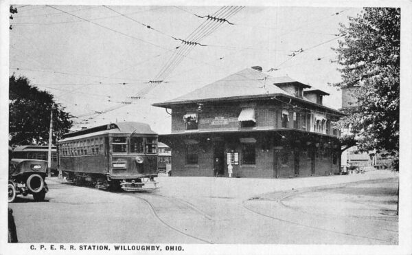 Willoughby Ohio CPERR Station Trolley Car Vintage Postcard AA102237