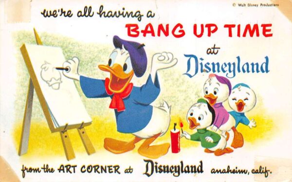 Disneyland Greetings Donald Duck Painting Vintage Postcard AA102240