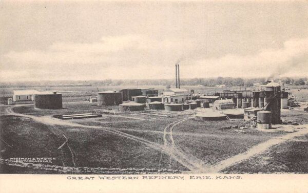 Erie Kansas Great Western Refinery Vintage Postcard AA102264