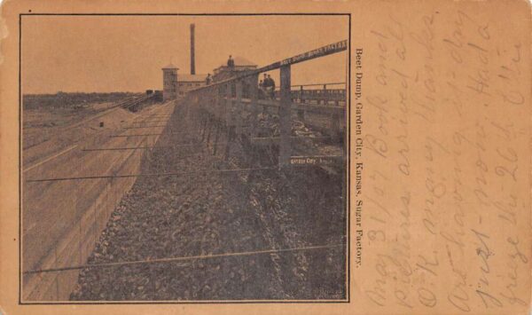 Garden City Kansas Sugar Factory Beet Dump Vintage Postcard AA102265
