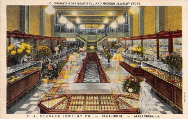 Alexandria Louisiana Schnack Jewelry Store Interior Vintage Postcard AA102273