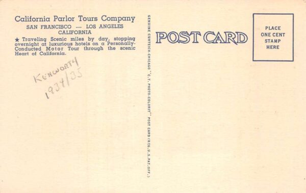Monterey California Lone Cypress Point Parlor Car Tour Bus Postcard AA102285 - Image 2