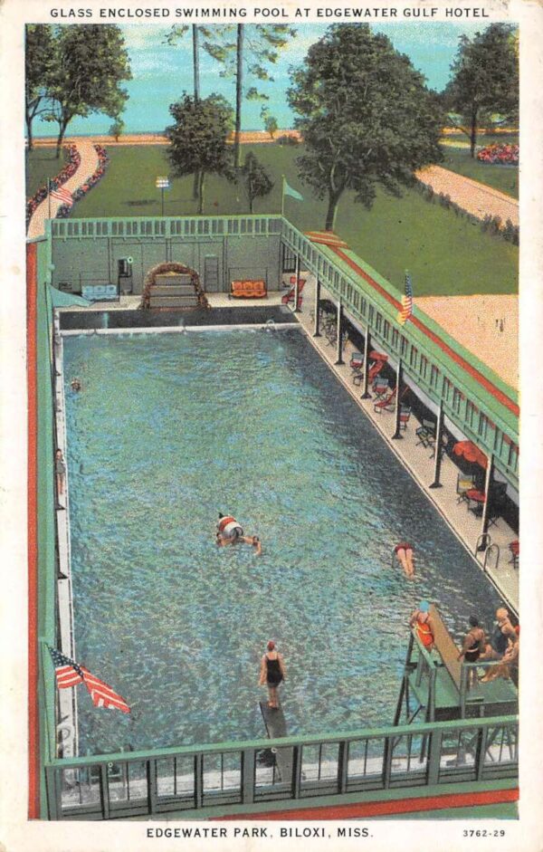 Biloxi Mississippi Edgewater Park Swimming Pool Vintage Postcard AA102292