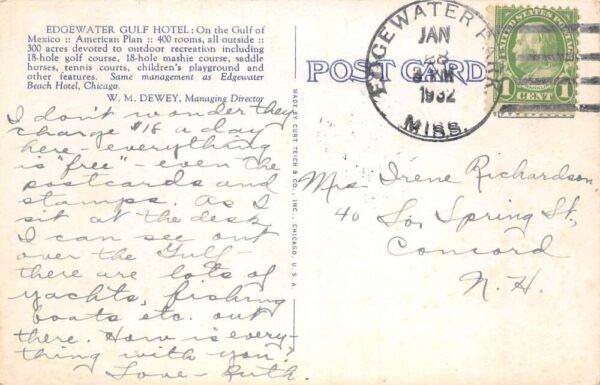 Biloxi Mississippi Edgewater Park Swimming Pool Vintage Postcard AA102292 - Image 2