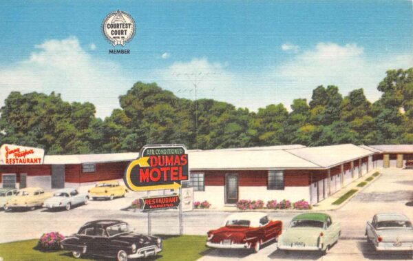 Hattiesburg Mississippi Dumas Motel Linen Vintage Postcard AA102300