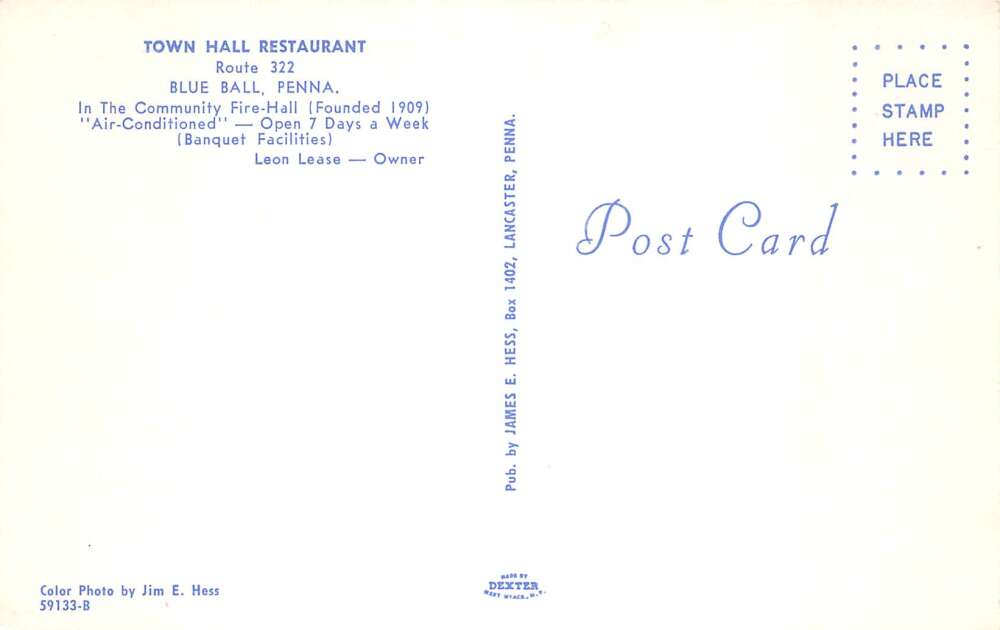 Blue Ball Pennsylvania Town Hall Restaurant Blue Ball Fire Dept PC AA102309 - Image 2