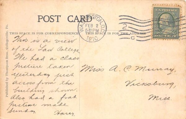 Washington DC George Washington University College of Law Postcard AA102311 - Image 2