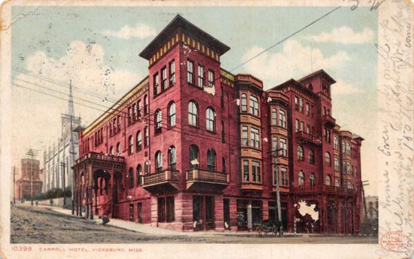 Vicksburg Mississippi Carroll Hotel Vintage Postcard AA102313
