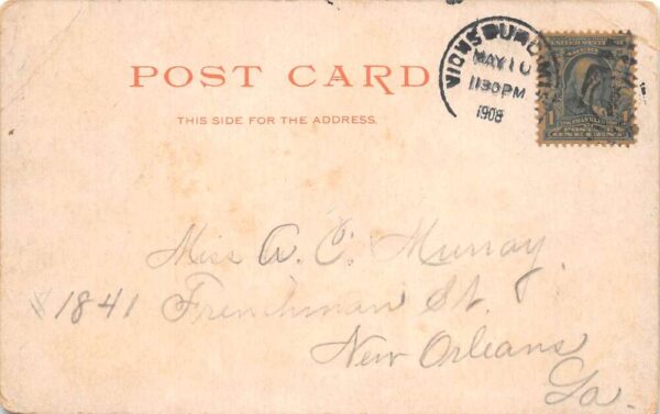 Vicksburg Mississippi Carroll Hotel Vintage Postcard AA102313 - Image 2
